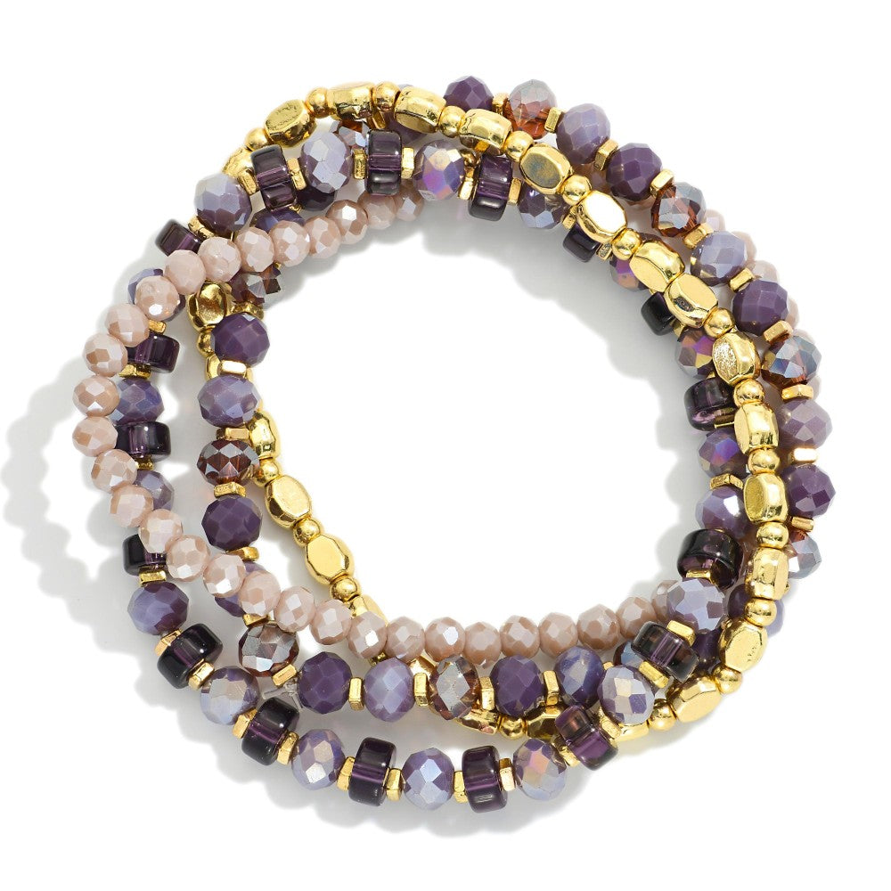 amethyst quartz stack with faceted beads