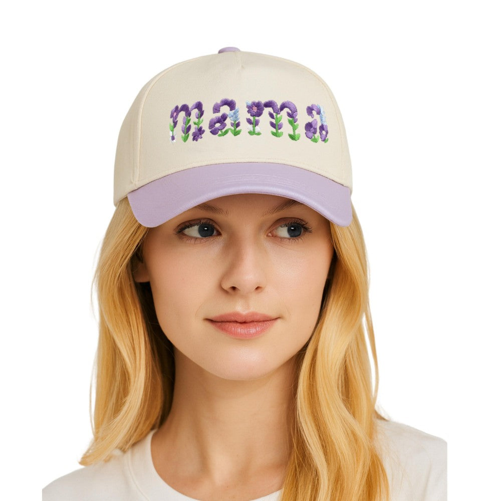 mama embroidered floral baseball cap