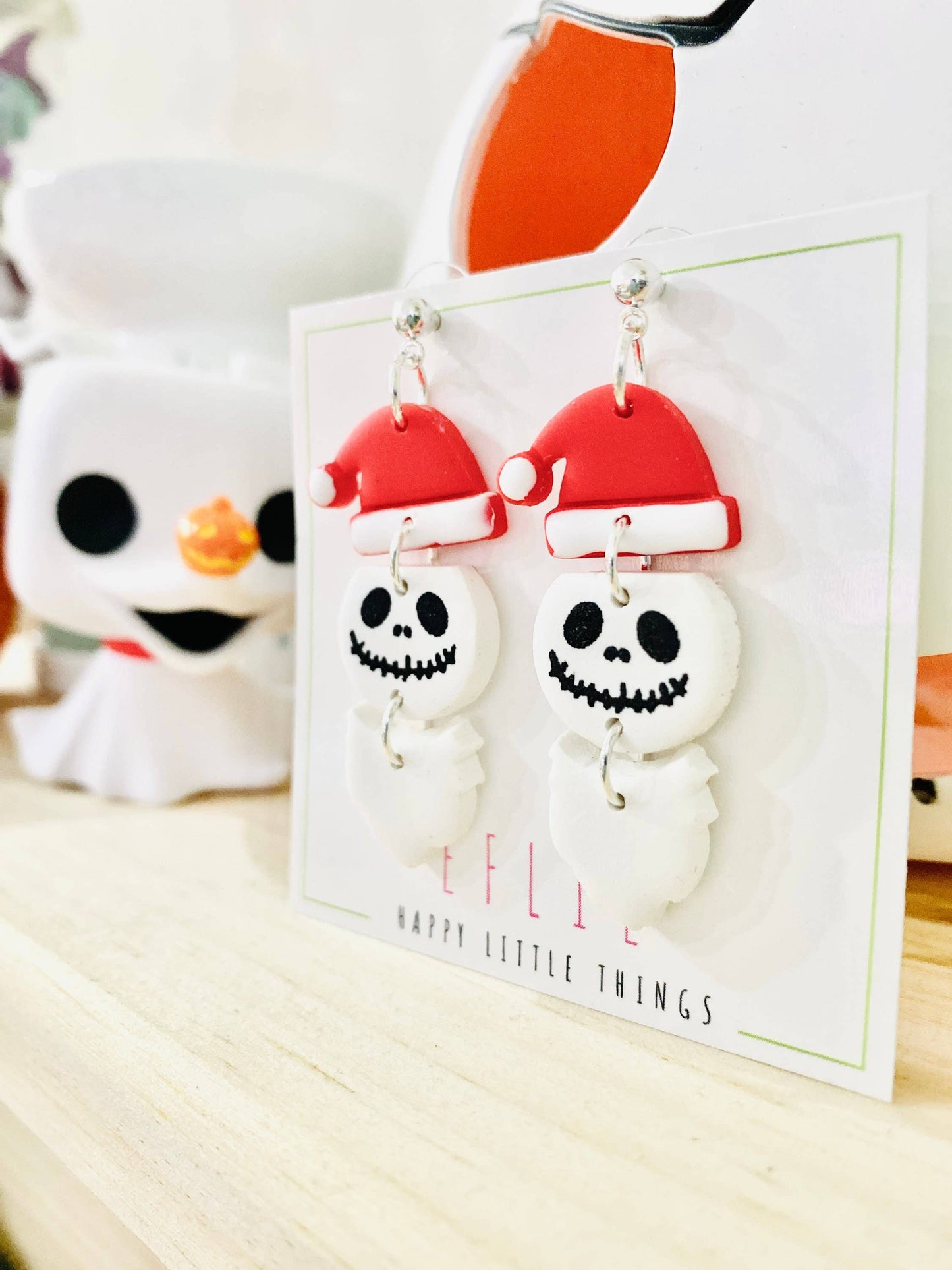 Nightmare Before Christmas Jack & Sally Earrings: Silver
