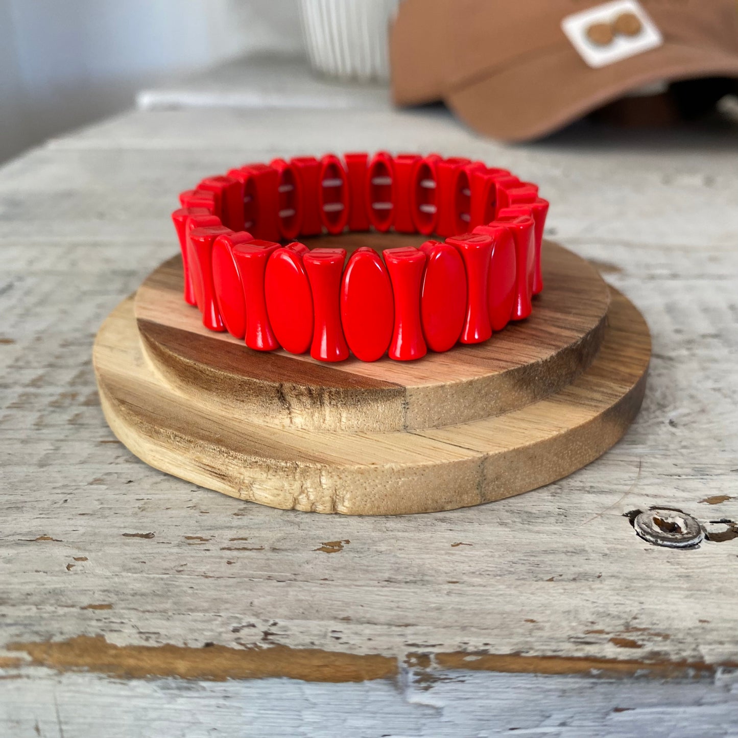 candy apple hourglass enamel bracelet