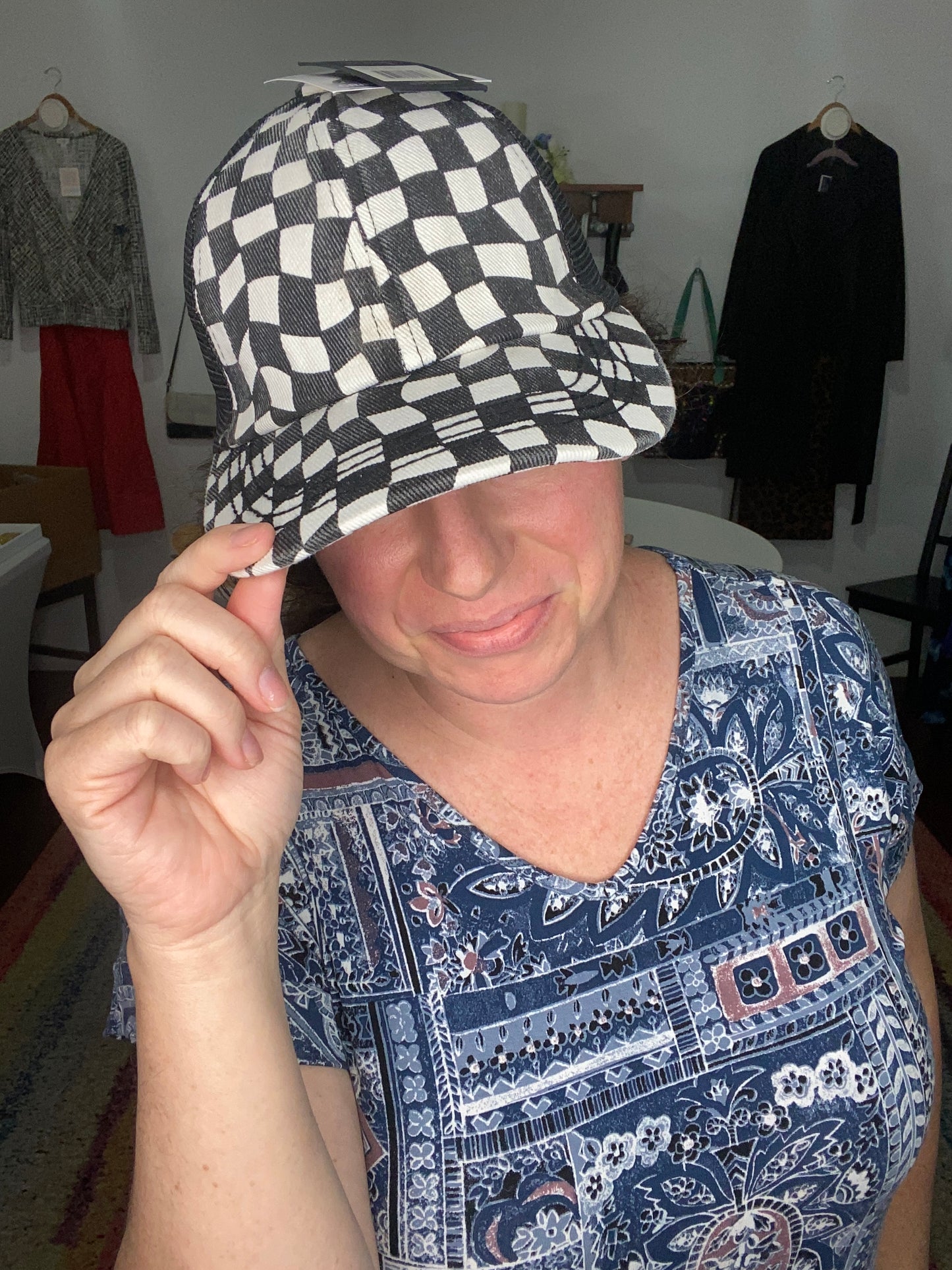 C.C. Pony Cap Checkered