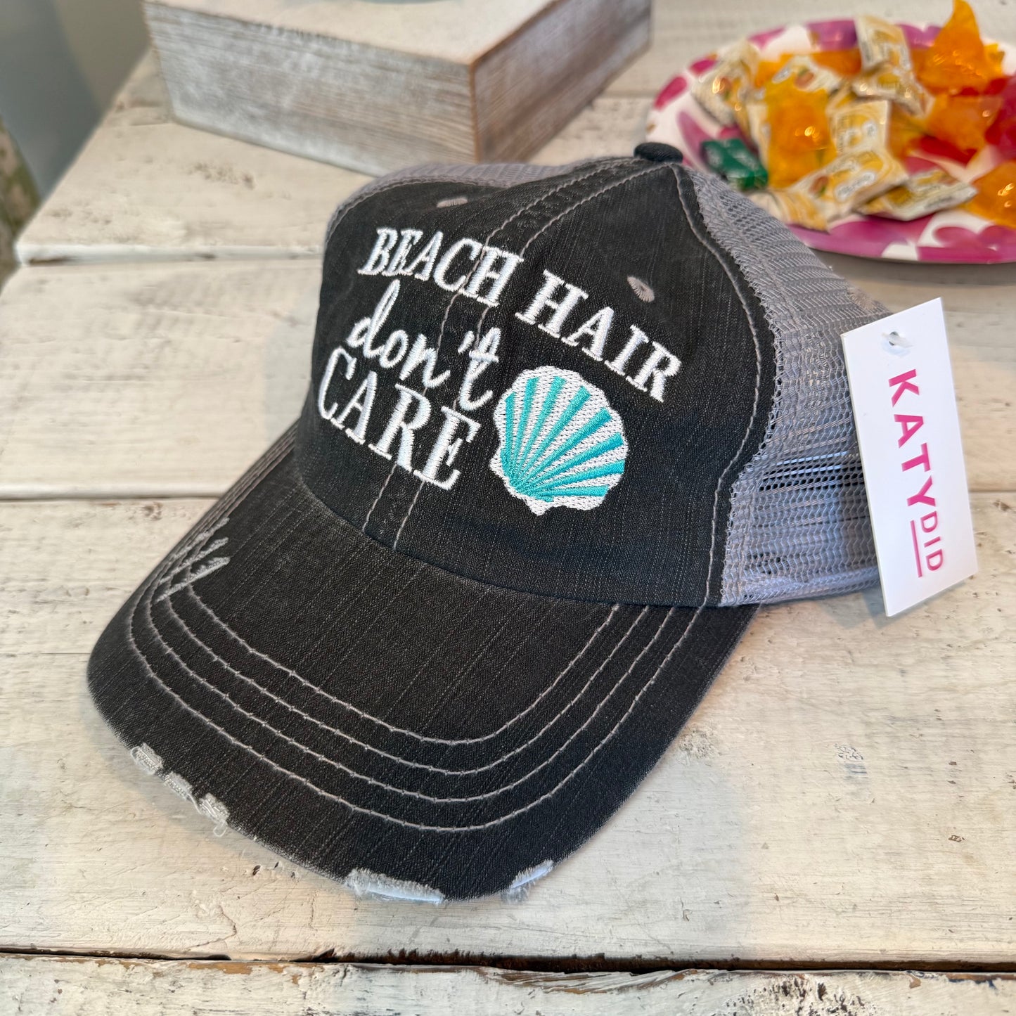 beach hair don't care baseball cap shell