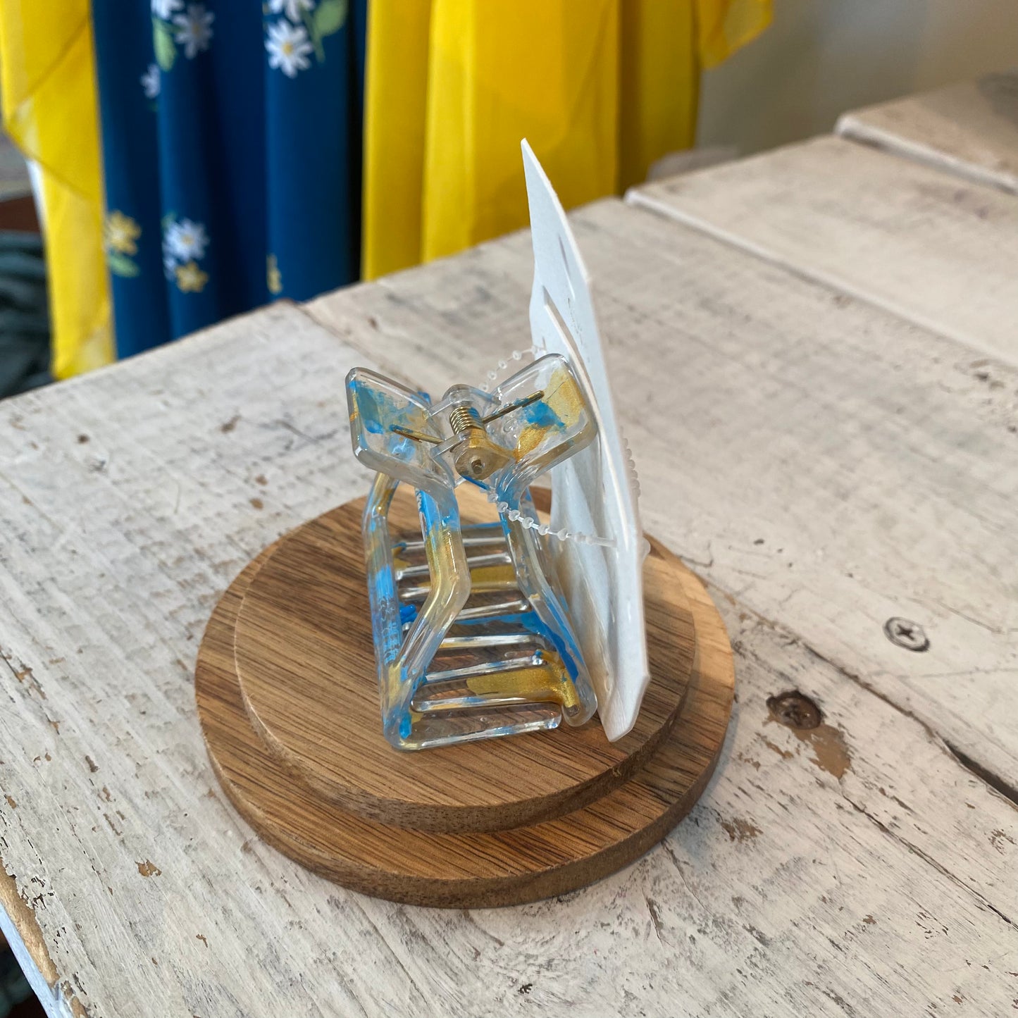 blue & gold mini rectangle claw clip
