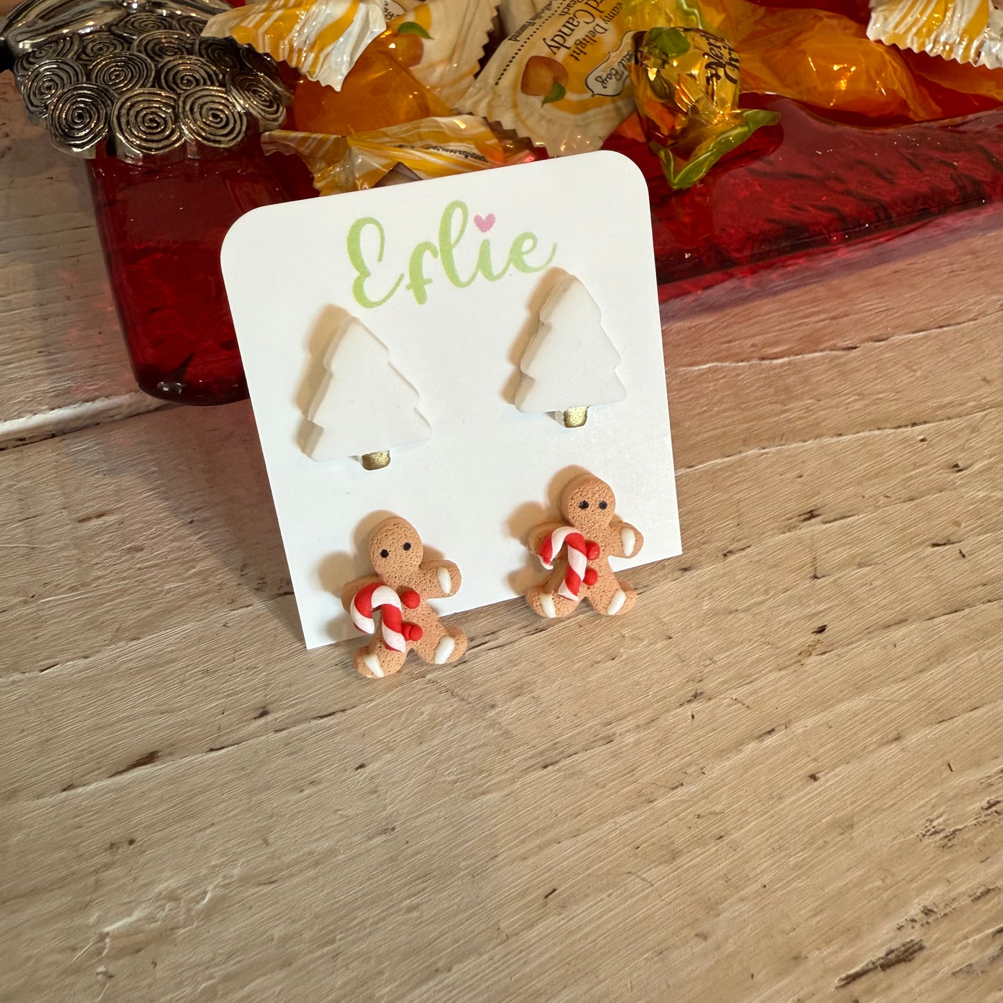 White Christmas Stud Earrings Set