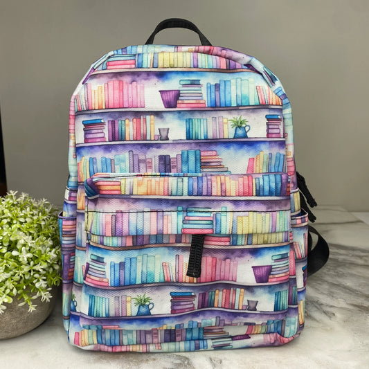 Watercolor Book Shelves || Mini Backpack