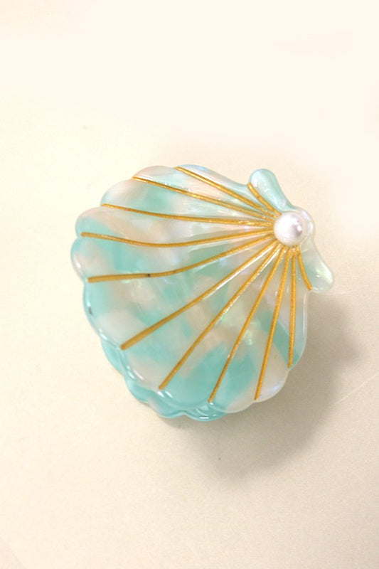 mint beach seashell claw clip
