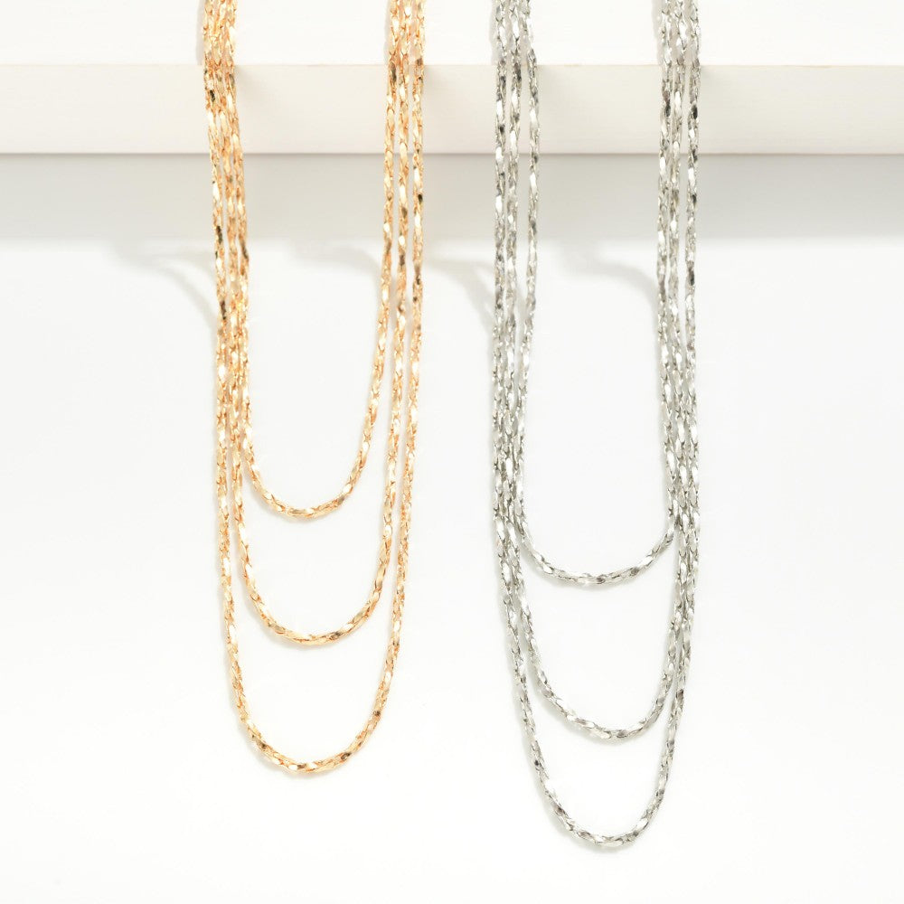 layered twisted box chain necklace