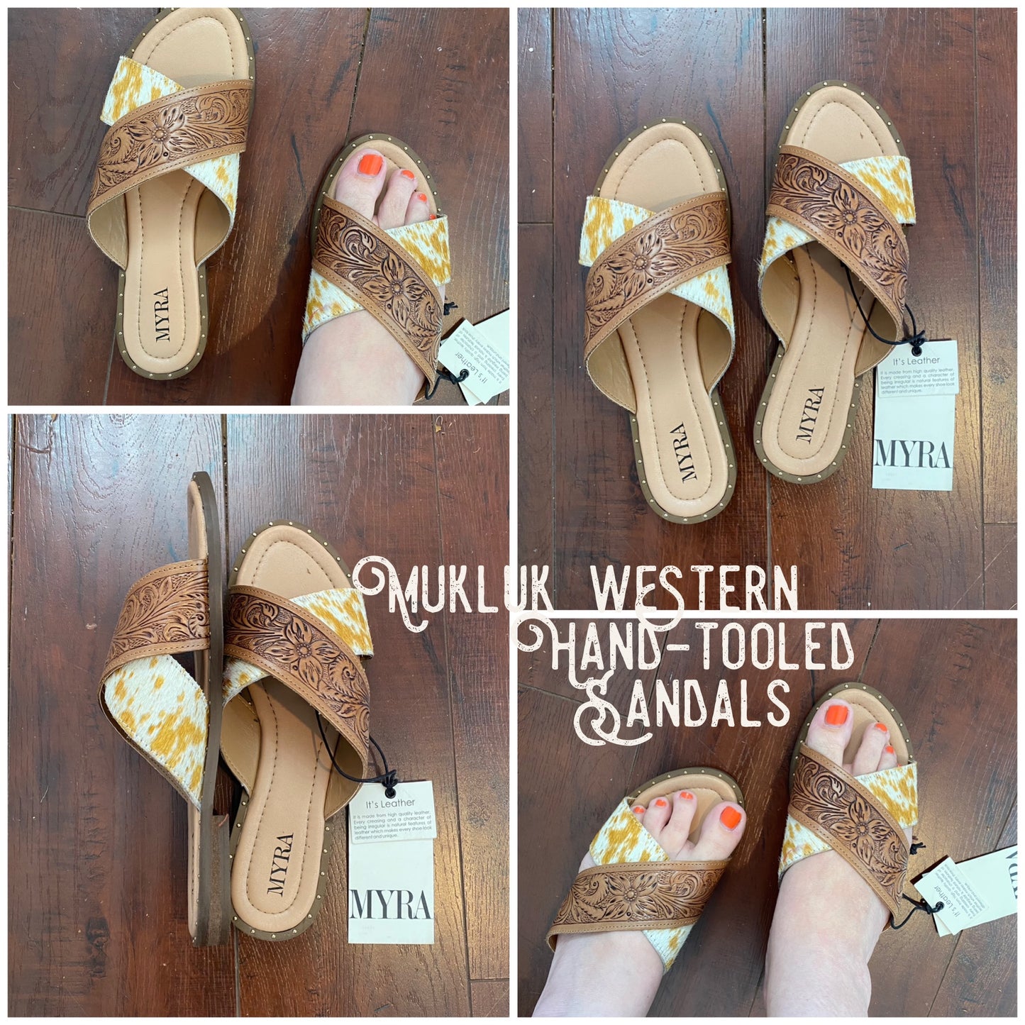 Mukluk western hand-tooled sandal