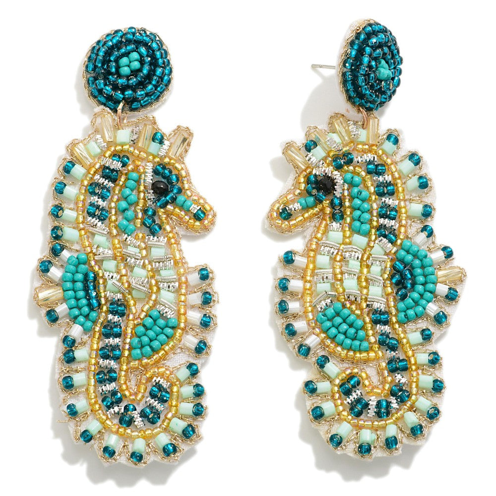 seahorse seed bead earrings