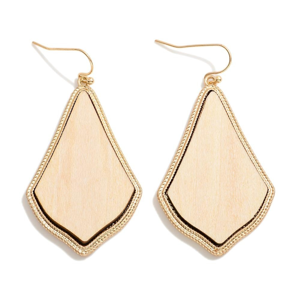 wood inlay teardrop earring