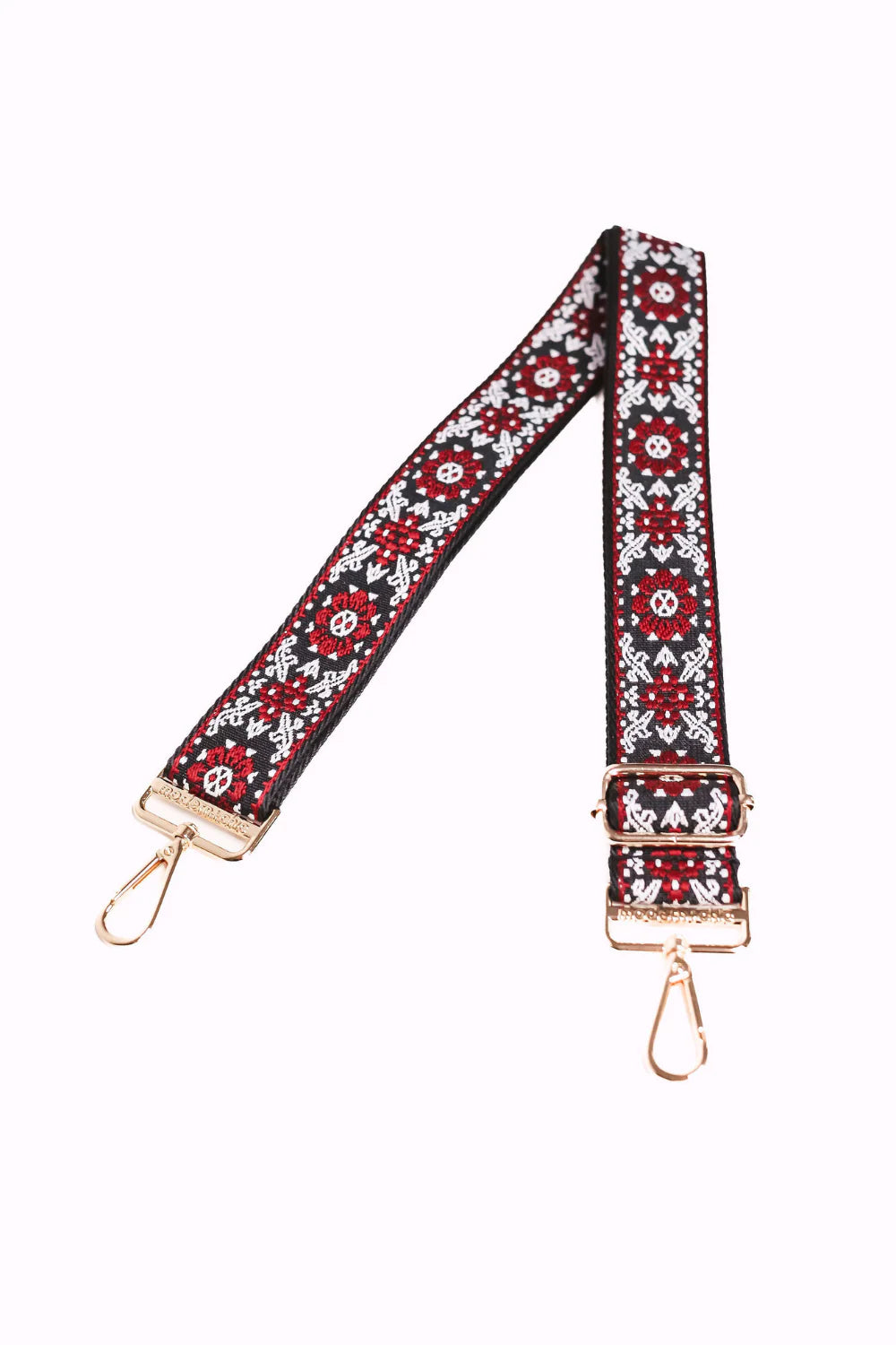 mila floral adjustable strap in black + bordeaux  red + white