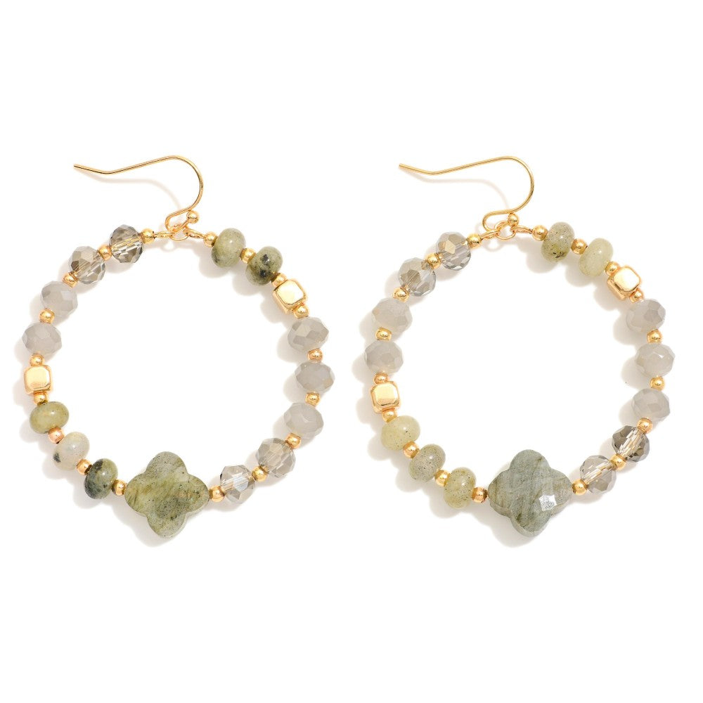 clover stone hoops || gray green