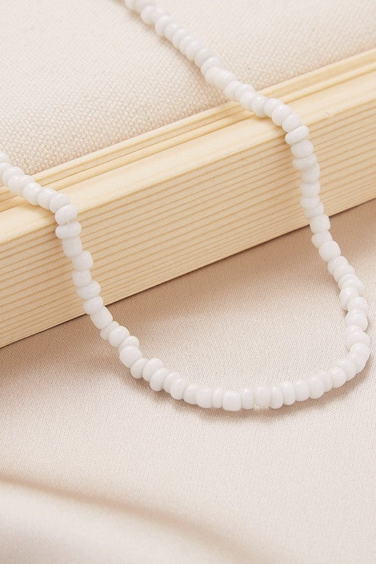 summer beach beaded necklace in white