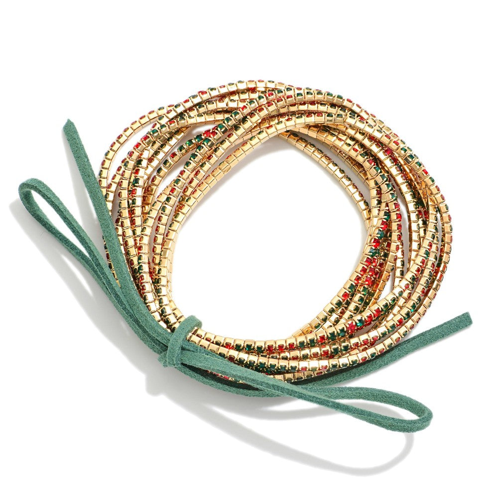 red & green set of 12 rhinestone bracelets (Copy)