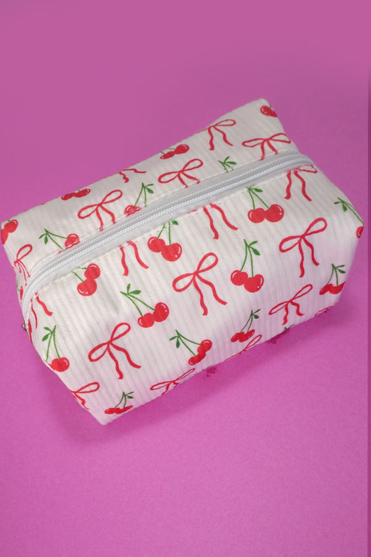cherry & bow cosmetic bag