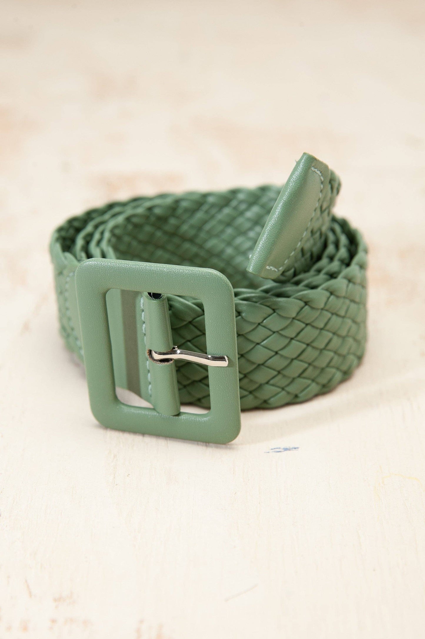 olive braided leather belt