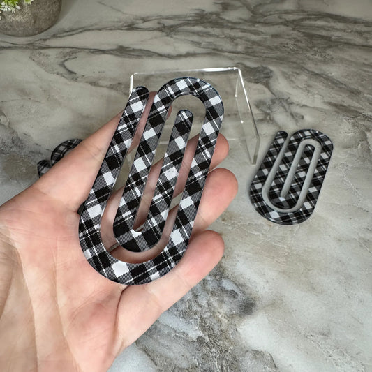 black & white plaid jumbo paperclip