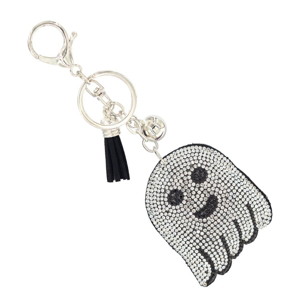 ghost puffy rhinestone bag charm