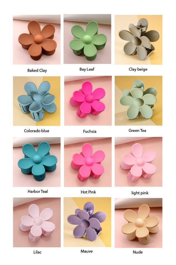harbor teal matte daisy claw clip