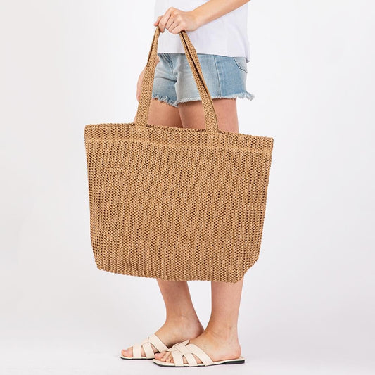 woven straw tote bag