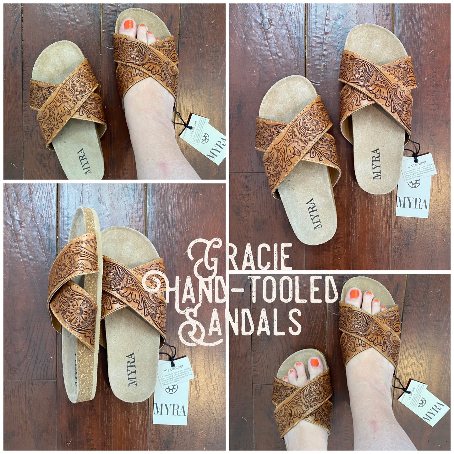 Gracie hand-tooled sandal