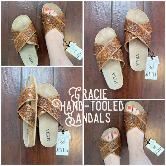 Gracie hand-tooled sandal