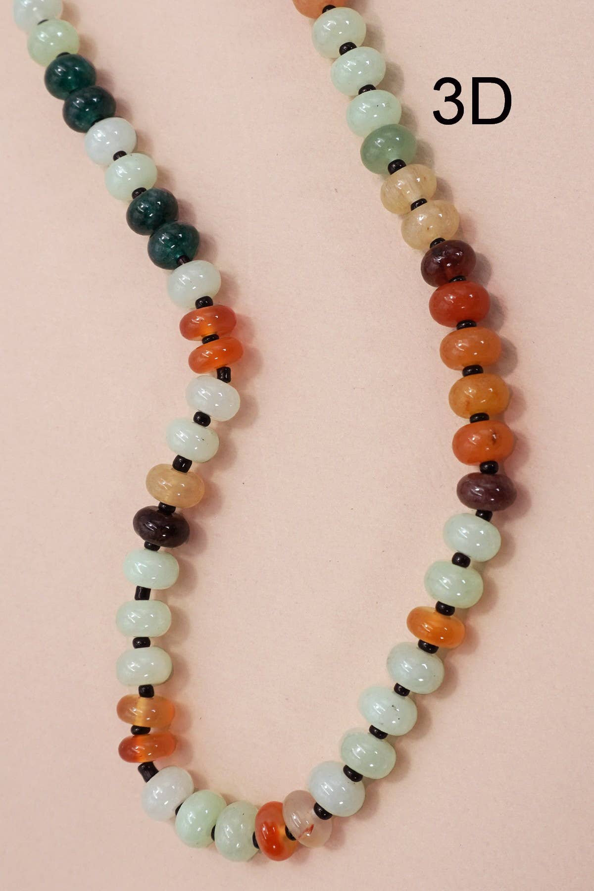 3D natural agate candy necklace with glass & semi-precious beads