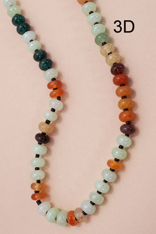 3D natural agate candy necklace with glass & semi-precious beads