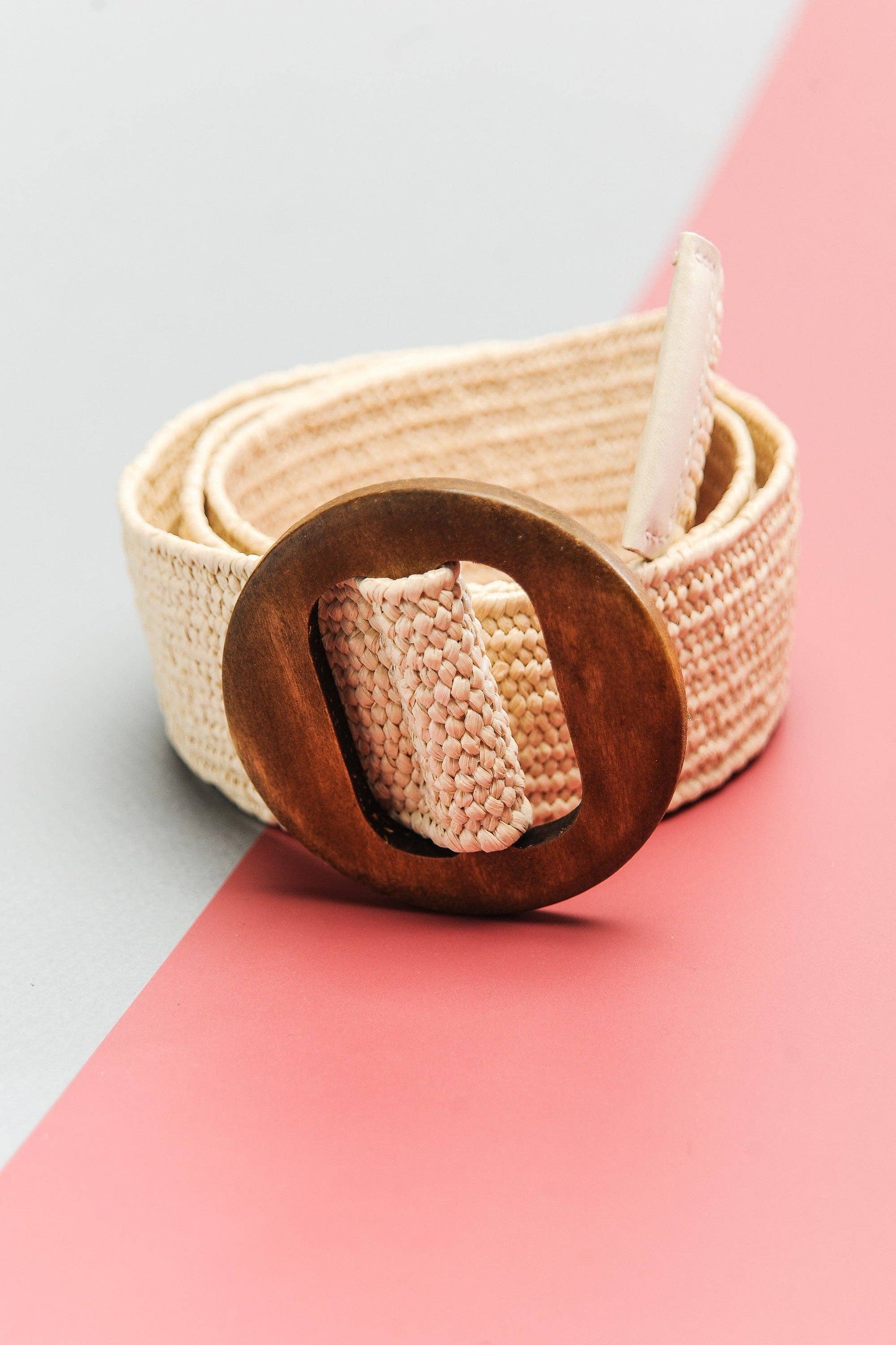ivory wooden buckle rattan stretch belt