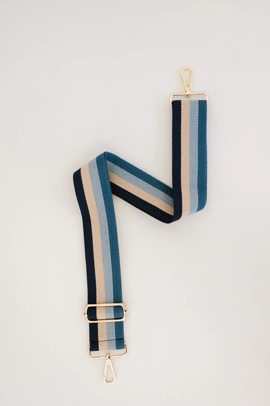 rynn striped adjustable strap navy+tan+blue+teal