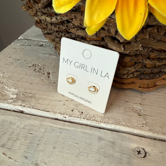 opal crecsant moon studs