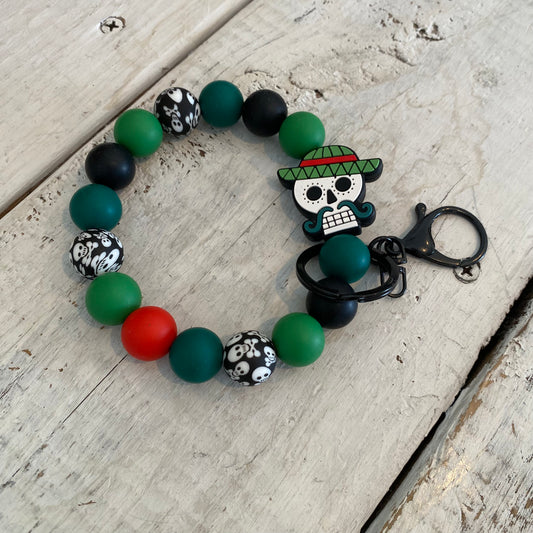 sombrero skull stretchy wrist keychain