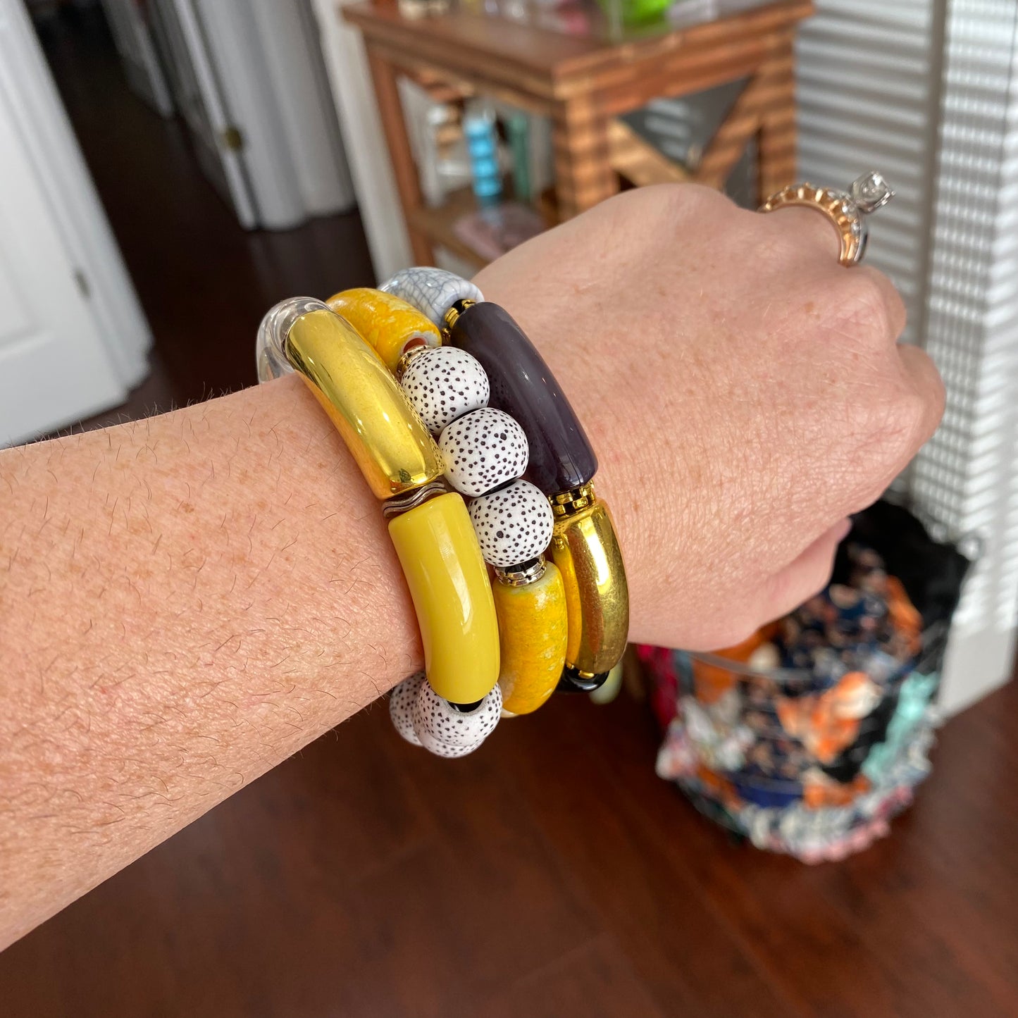 bee hive bracelet stack