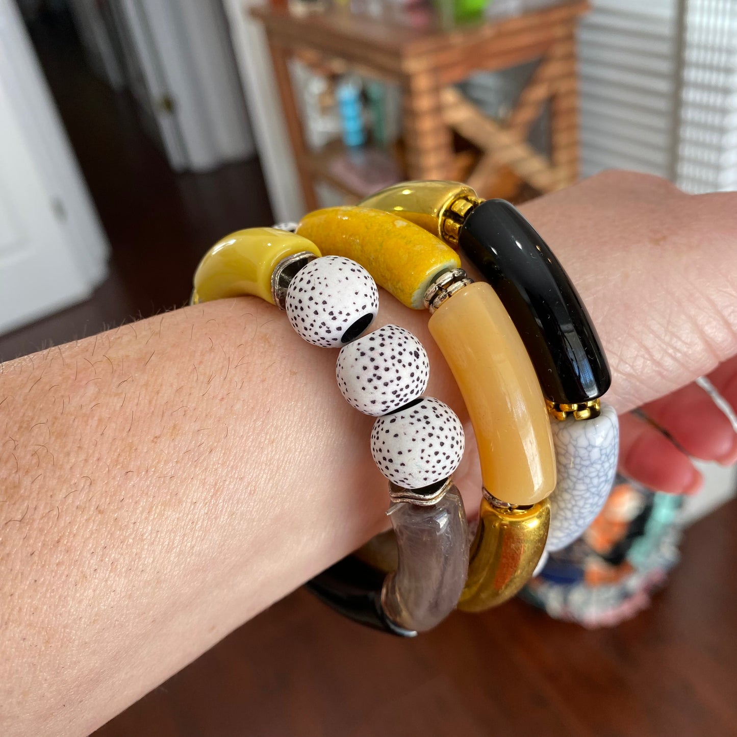 bee hive bracelet stack
