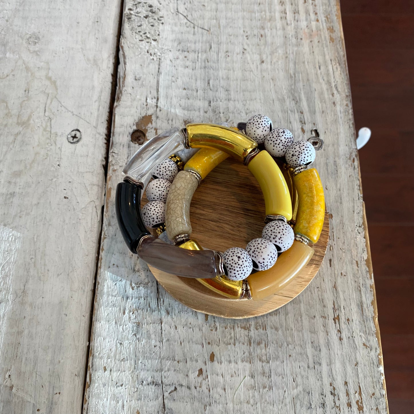 bee hive bracelet stack
