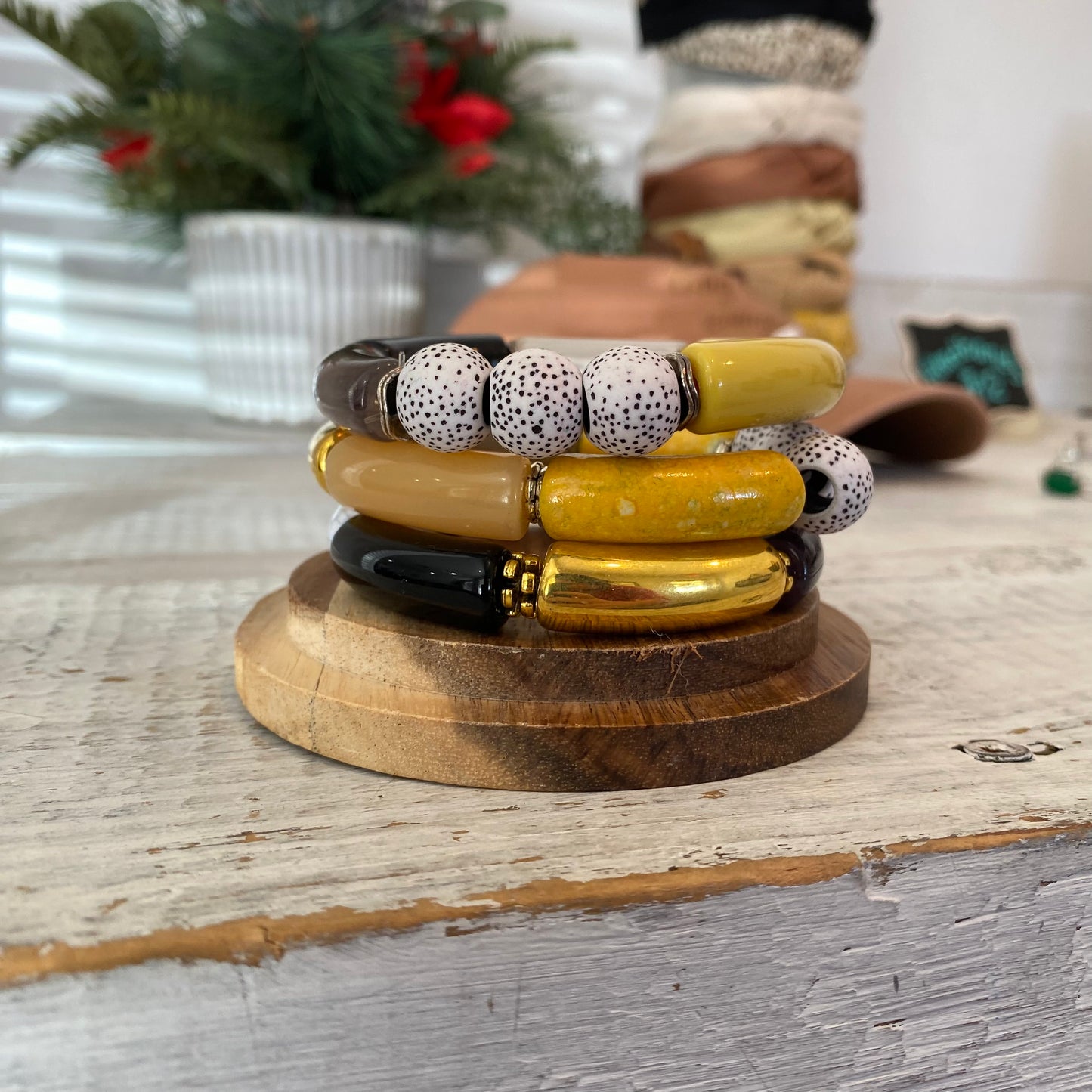 bee hive bracelet stack