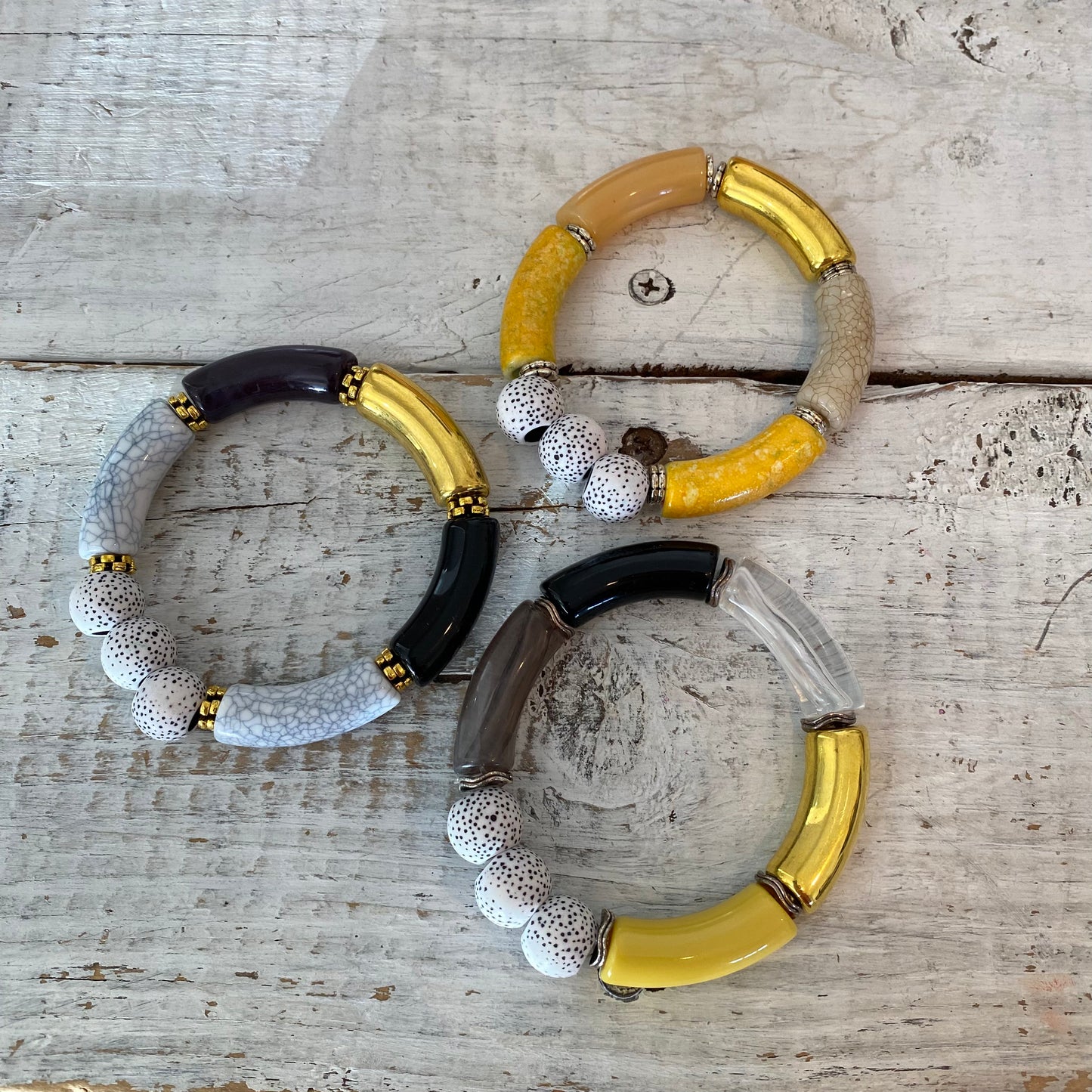bee hive bracelet stack
