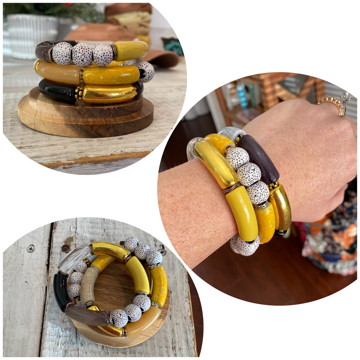 bee hive bracelet stack