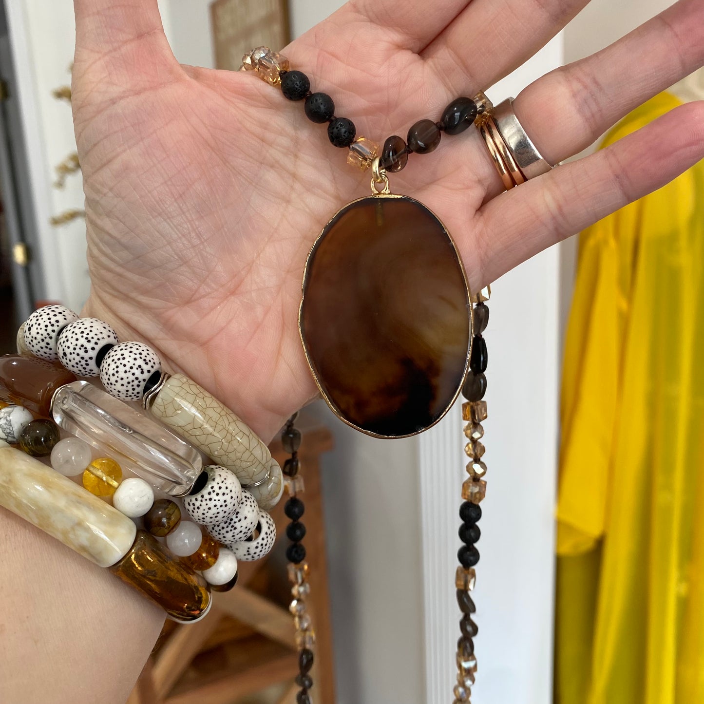 agate stone pendant necklaces