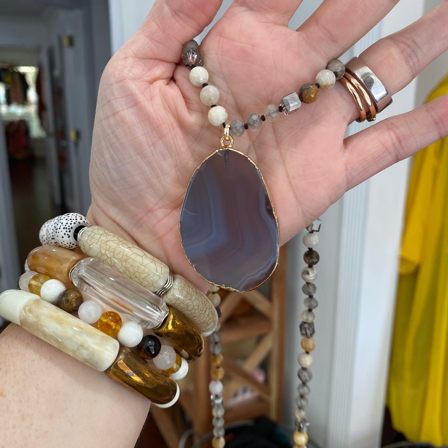 agate stone pendant necklaces