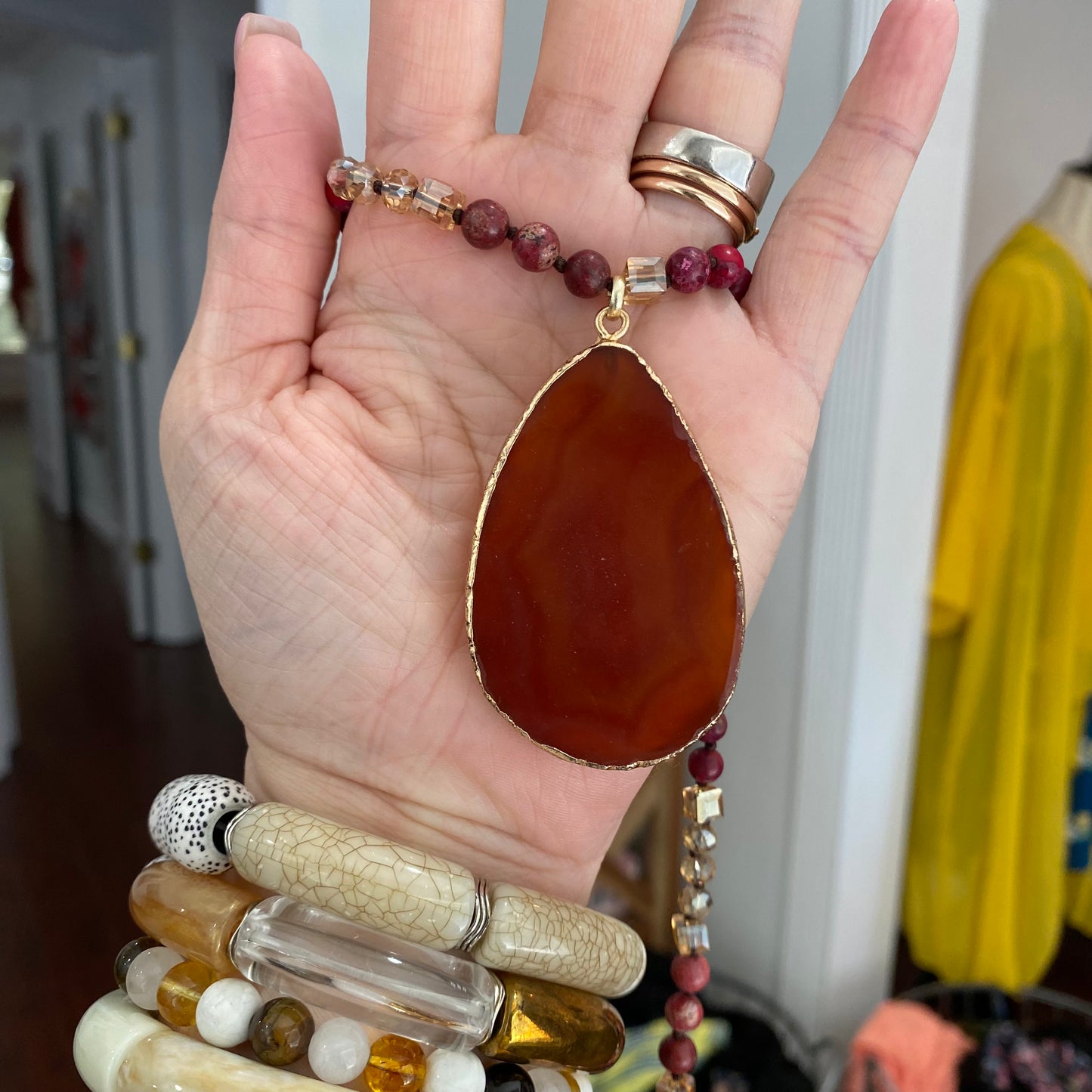 agate stone pendant necklaces