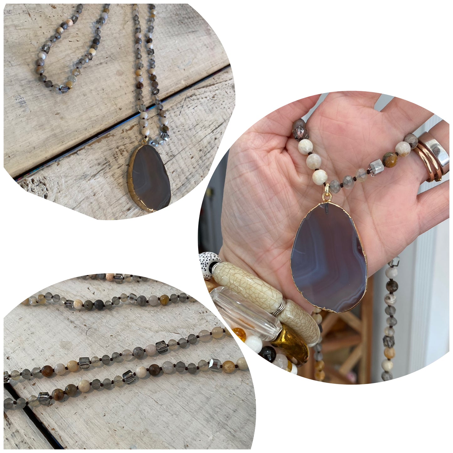 agate stone pendant necklaces