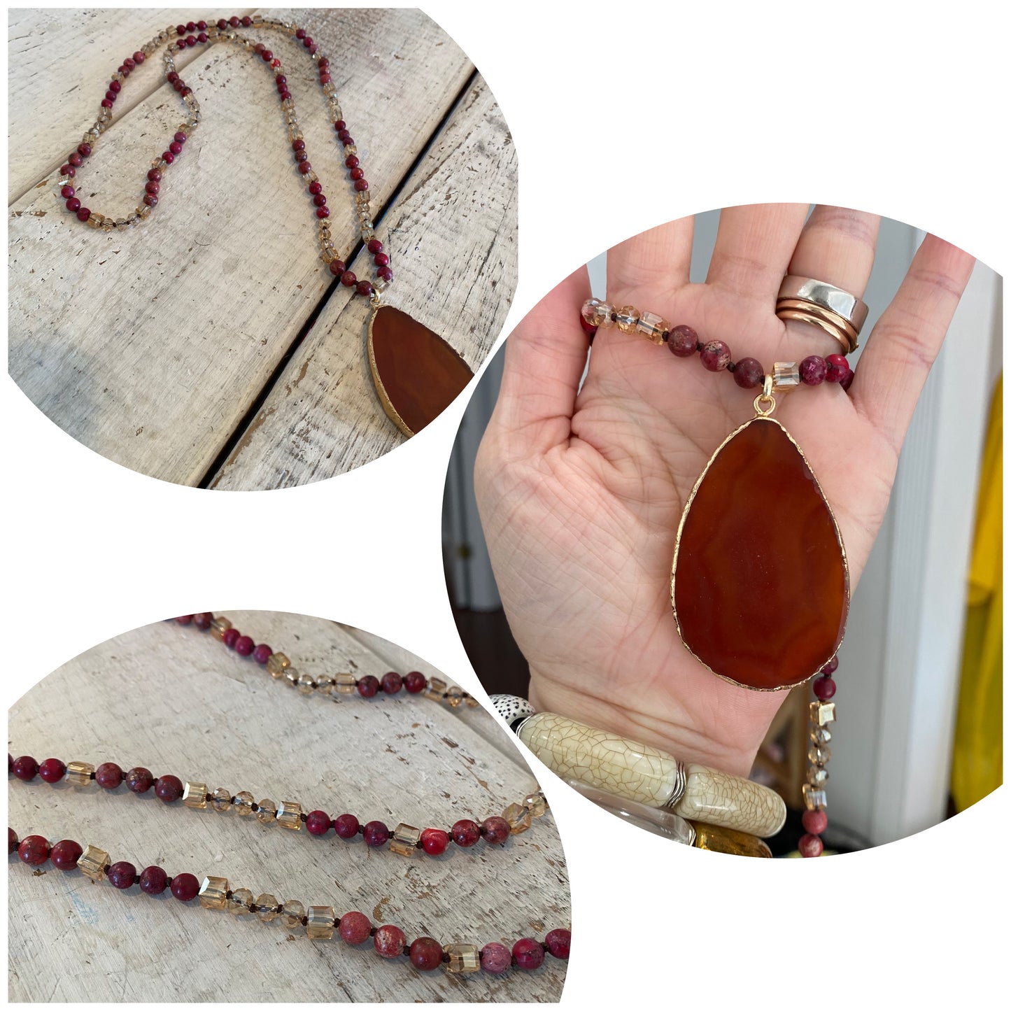 agate stone pendant necklaces