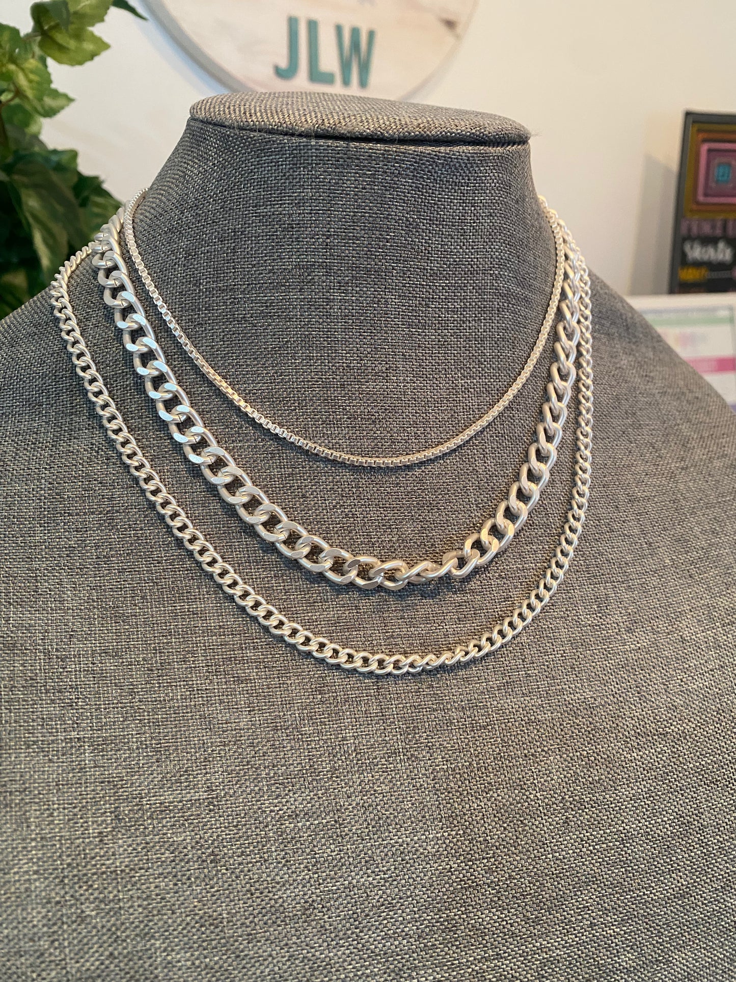 triple delight box cuban & curb necklace