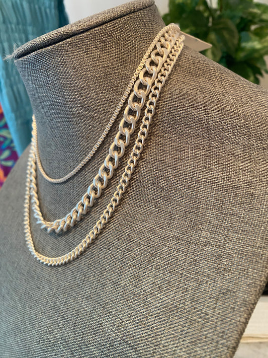 triple delight box cuban & curb necklace