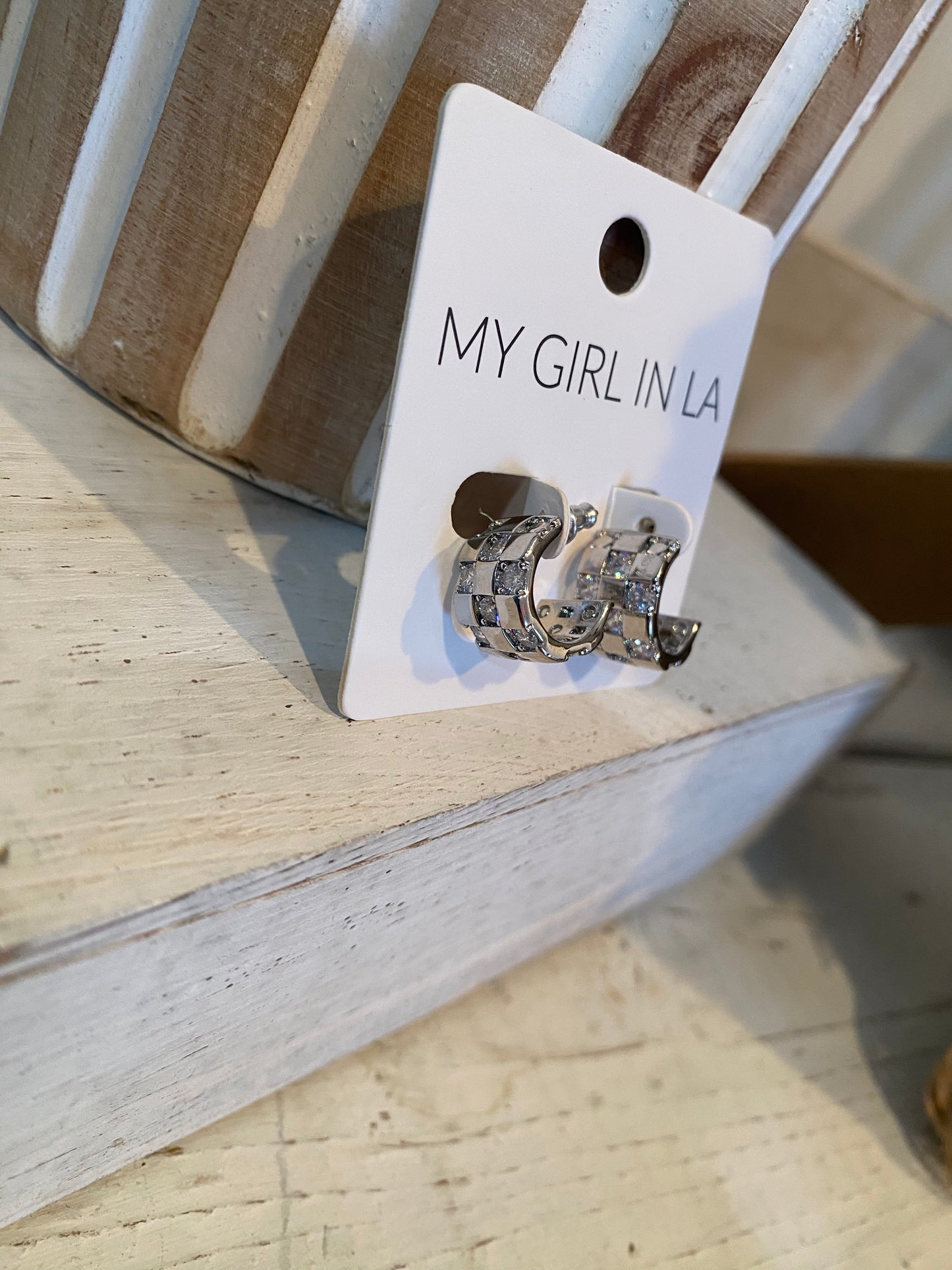 checkered cz open back hoops