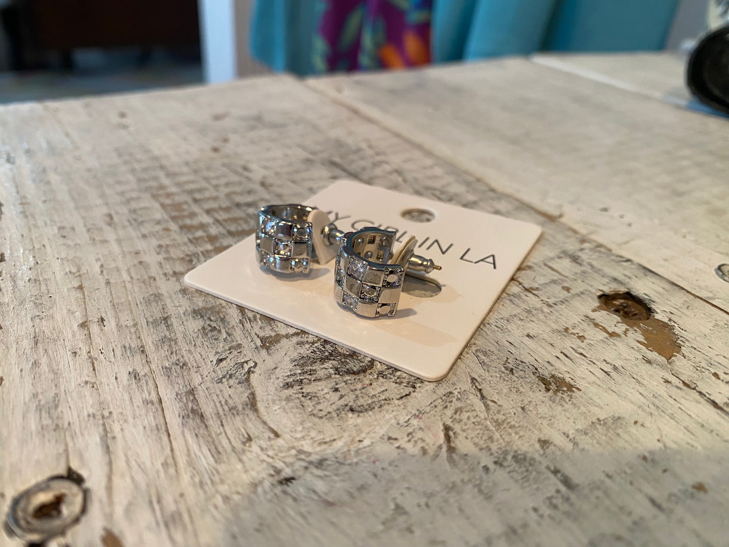 checkered cz open back hoops