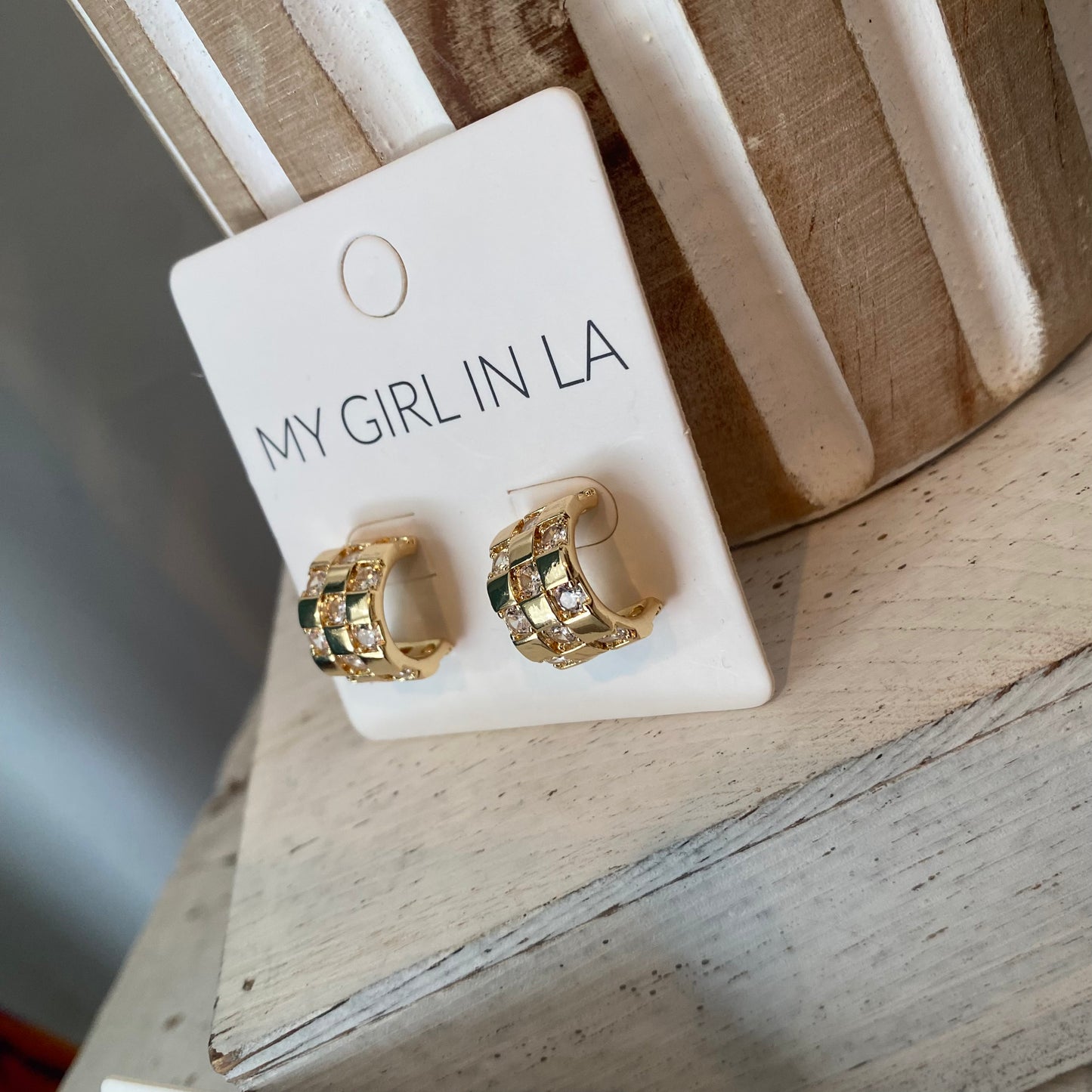 checkered cz open back hoops