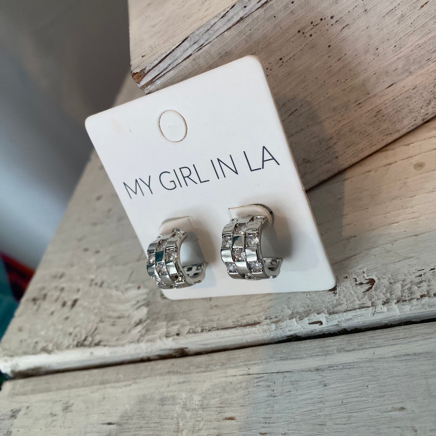 checkered cz open back hoops