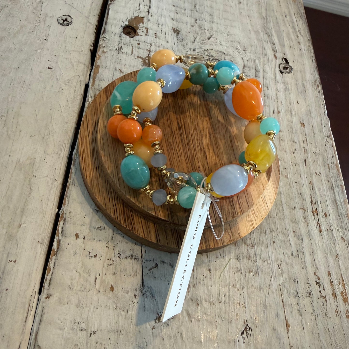 set Of 3 acetate bead bracelet stack in summer